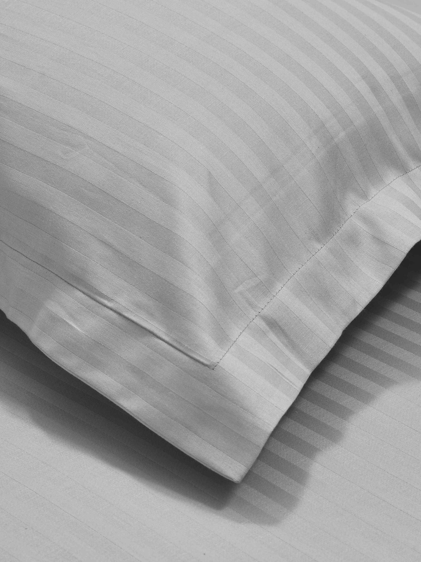 210 TC 100% Cotton Italian Strip Single Bedsheet | 90 x 60 Inches | Grey