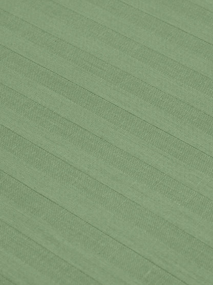 Italian Stripe King Size Bedsheet with 2 Pillow Covers | 210 TC Pure Cotton | Green