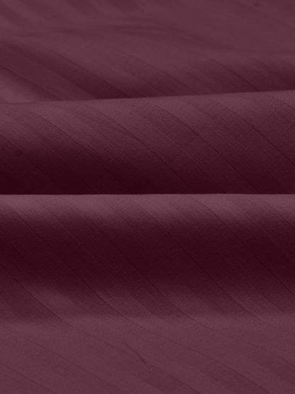 Italian Stripe King Size Bedsheet with 2 Pillow Covers | 210 TC Pure Cotton | Red