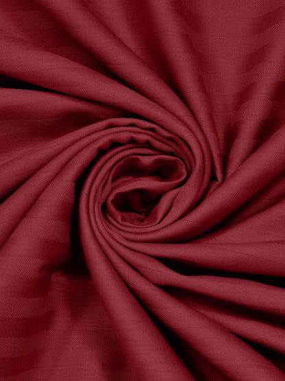 Italian Stripe King Size Bedsheet with 2 Pillow Covers | 210 TC Pure Cotton | Maroon