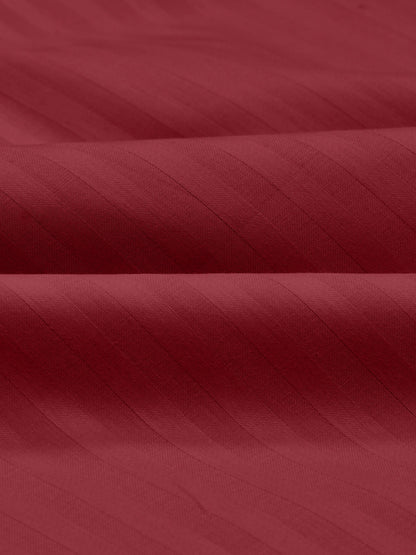 Italian Stripe King Size Bedsheet with 2 Pillow Covers | 210 TC Pure Cotton | Maroon