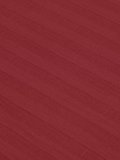 Italian Stripe King Size Bedsheet with 2 Pillow Covers | 210 TC Pure Cotton | Maroon