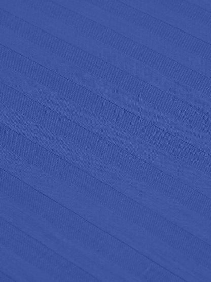 Italian Stripe King Size Bedsheet with 2 Pillow Covers | 210 TC Pure Cotton | Dark Blue