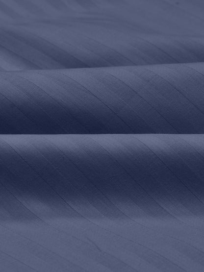 Italian Stripe King Size Bedsheet with 2 Pillow Covers | 210 TC Pure Cotton | Blue