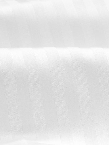 Italian Stripe King Size Bedsheet with 2 Pillow Covers | 210 TC Pure Cotton | White