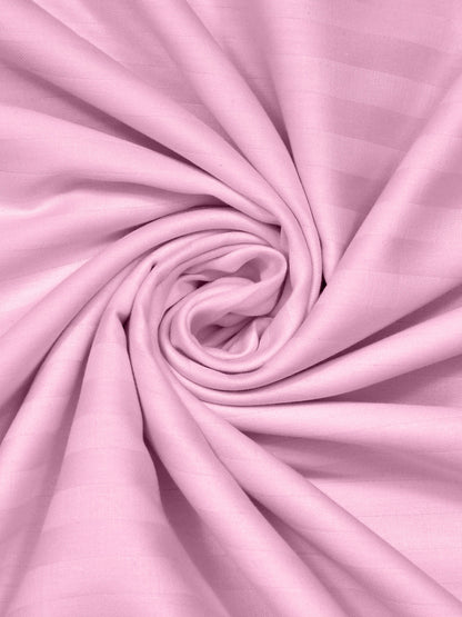 Italian Stripe King Size Bedsheet with 2 Pillow Covers | 210 TC Pure Cotton | Pink