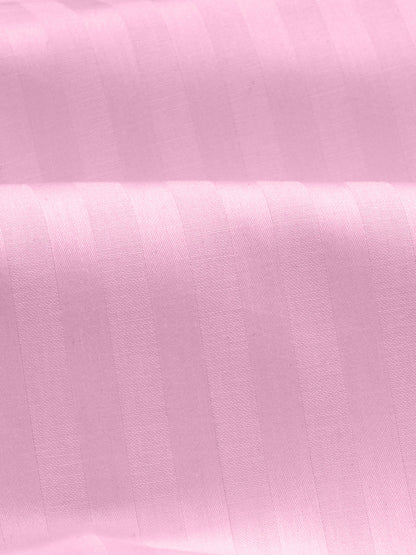 Italian Stripe King Size Bedsheet with 2 Pillow Covers | 210 TC Pure Cotton | Pink