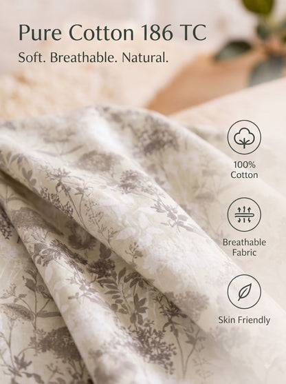 Corsica 186 TC Cotton King Size Bedsheet | 108x108 inches | Soft & Breathable Fabric | Flat Sheet with 2 Pillow Covers