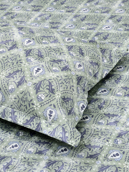 Corsica 186 TC Cotton King Size Bedsheet | 108x108 inches | Soft & Breathable Fabric | Flat Sheet with 2 Pillow Covers