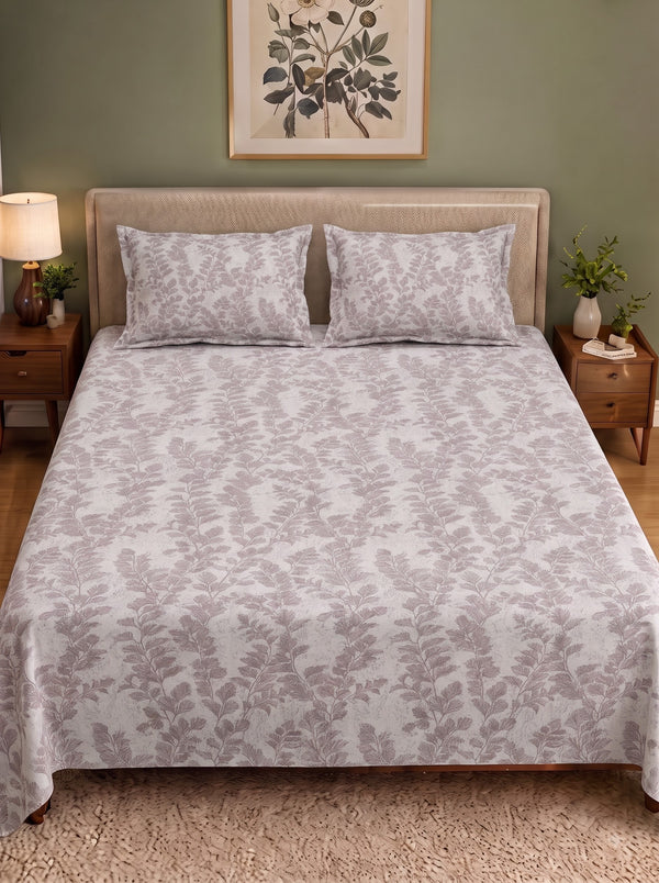 Corsica 186 TC Cotton King Size Bedsheet | 108x108 inches | Soft & Breathable Fabric | Flat Sheet with 2 Pillow Covers