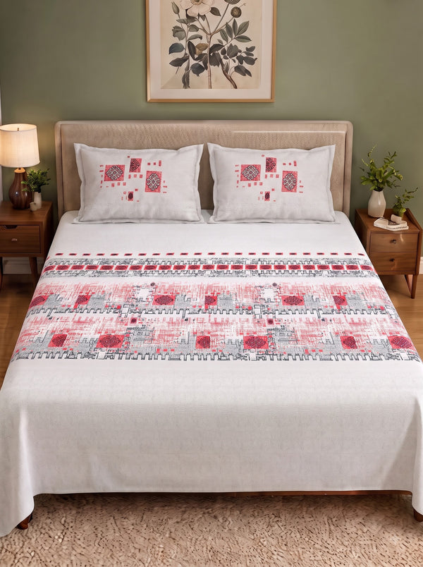 Autumn Delight 186 TC 100% Cotton King Size Bedsheet | 108 x 108 Inches | 2 pillow covers