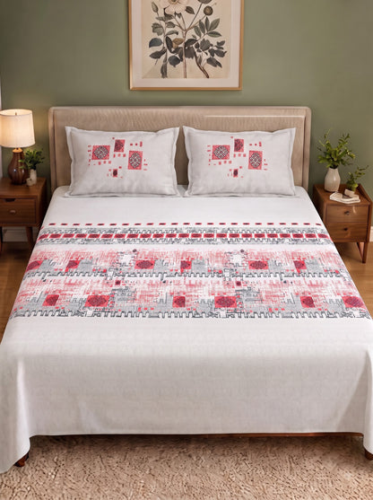 Autumn Delight 186 TC 100% Cotton King Size Bedsheet | 108 x 108 Inches | 2 pillow covers