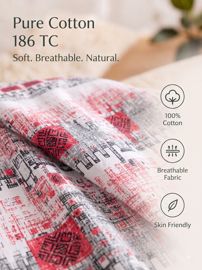 Autumn Delight 186 TC 100% Cotton King Size Bedsheet | 108 x 108 Inches | 2 pillow covers