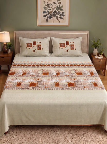 Autumn Delight 186 TC 100% Cotton King Size Bedsheet | 108 x 108 Inches | 2 pillow covers