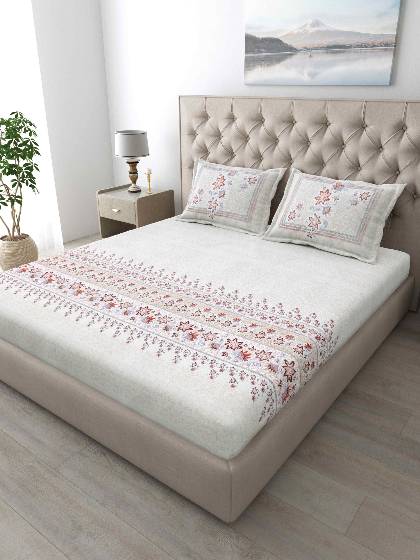 186 TC 100% Cotton King Size Bedsheet | 108 x 108 Inches