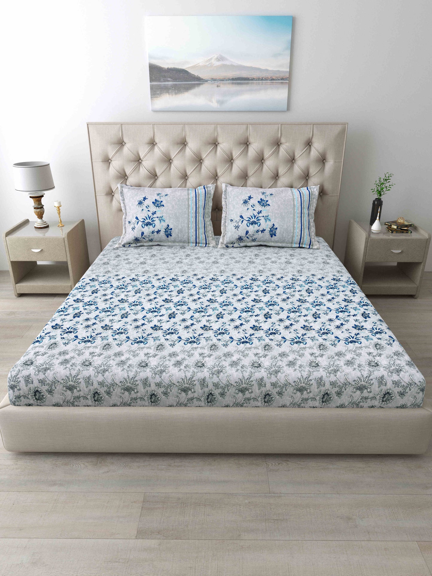 186 TC 100% Cotton King Size Bedsheet | 108 x 108 Inches