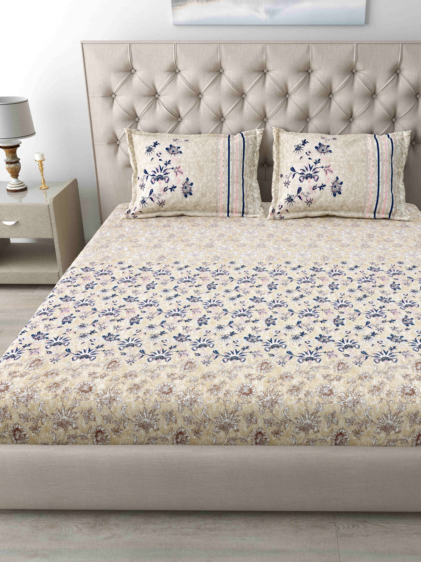 186 TC 100% Cotton King Size Bedsheet | 108 x 108 Inches