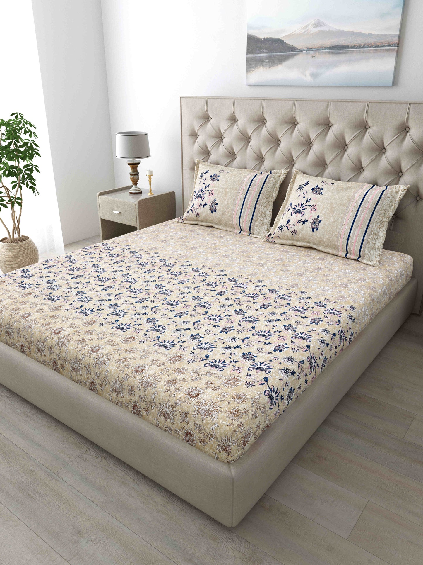 186 TC 100% Cotton King Size Bedsheet | 108 x 108 Inches