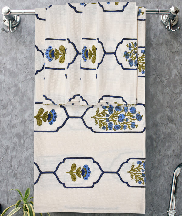 250 GSM Cotton Waffle Towel Set | 1 Bath & 4 Hand Towels