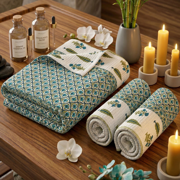 250 GSM Cotton Bath & Hand Towel Set | 1 Bath + 2 Hand Towels