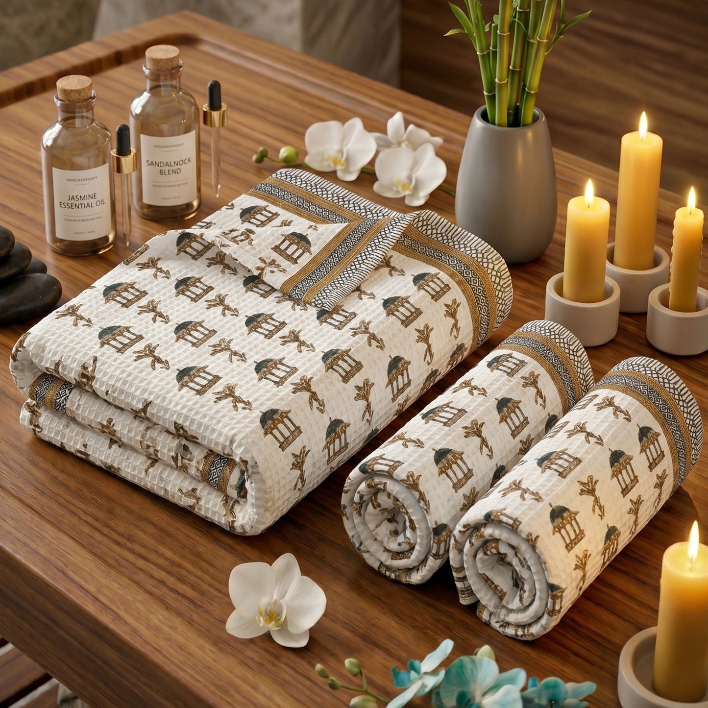 250 GSM Cotton Bath & Hand Towel Set | 1 Bath + 2 Hand Towels