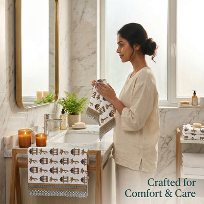 250 GSM Cotton Bath & Hand Towel Set | 1 Bath + 2 Hand Towels