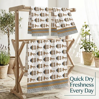 250 GSM Cotton Bath & Hand Towel Set | 1 Bath + 2 Hand Towels