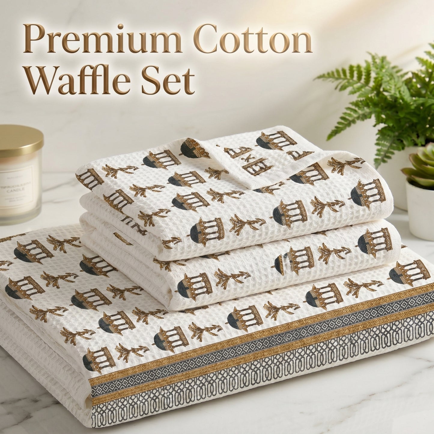 250 GSM Cotton Bath & Hand Towel Set | 1 Bath + 2 Hand Towels