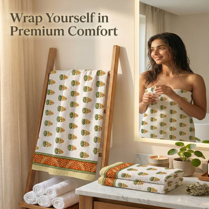 250 GSM Cotton Bath & Hand Towel Set | 1 Bath + 2 Hand Towels