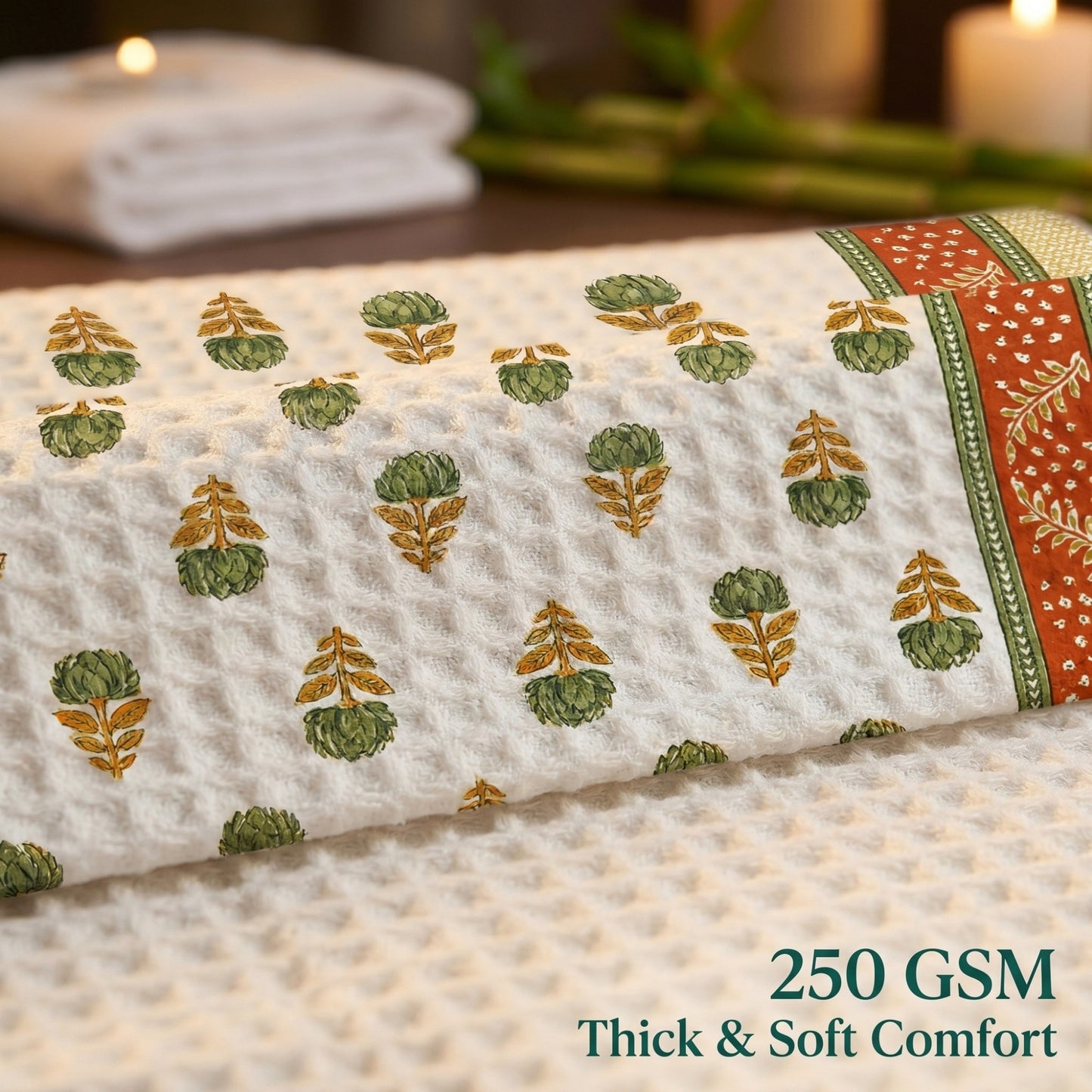 250 GSM Cotton Bath & Hand Towel Set | 1 Bath + 2 Hand Towels