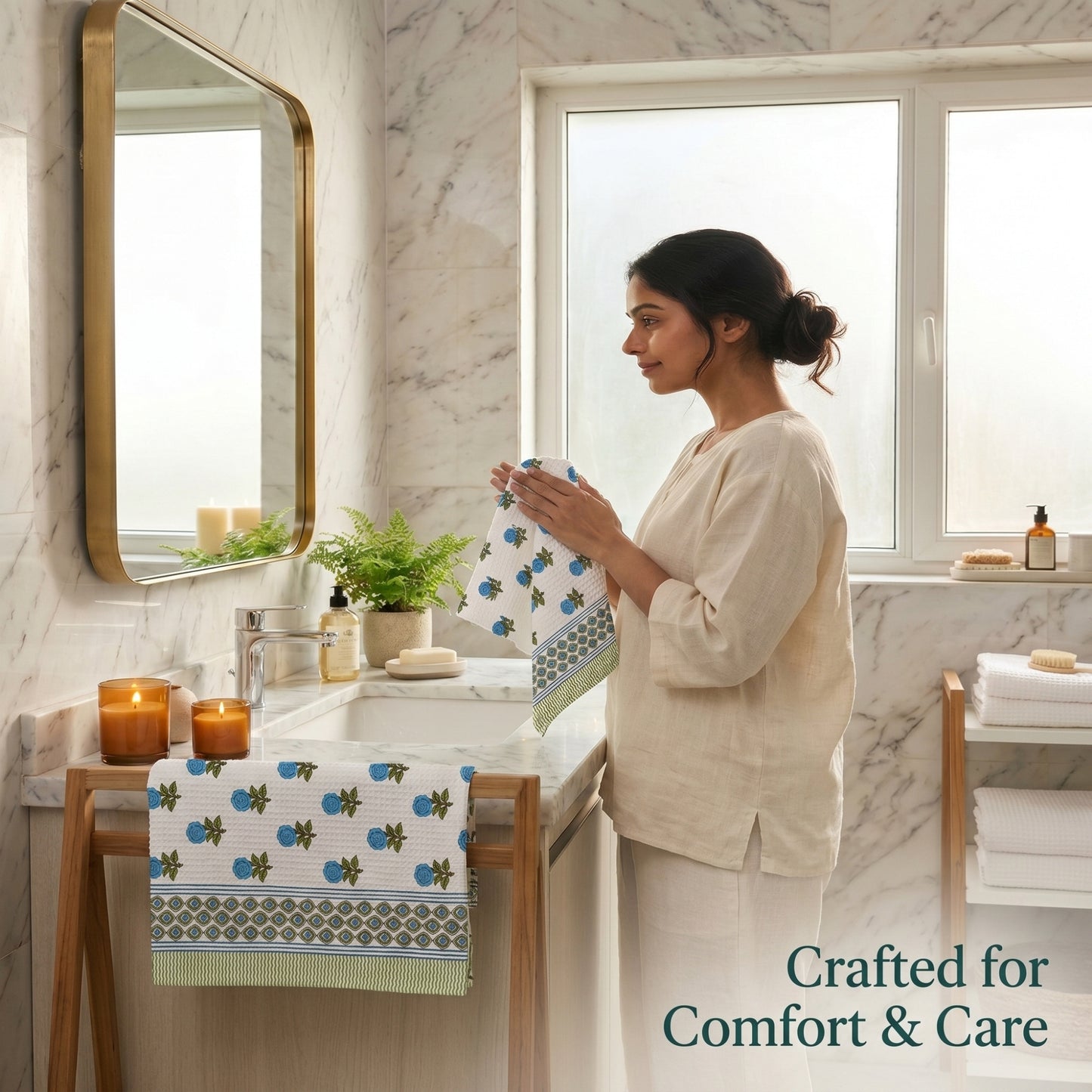 250 GSM Cotton Bath & Hand Towel Set | 1 Bath + 2 Hand Towels