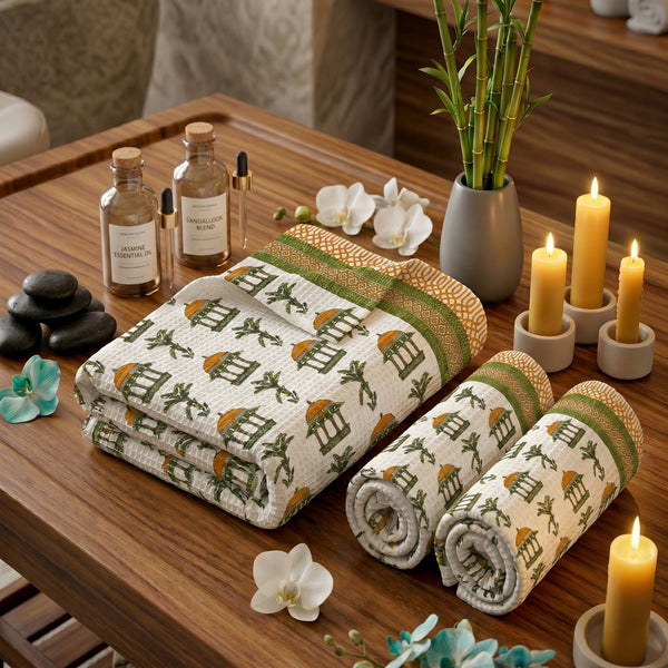 250 GSM Cotton Bath & Hand Towel Set | 1 Bath + 2 Hand Towels