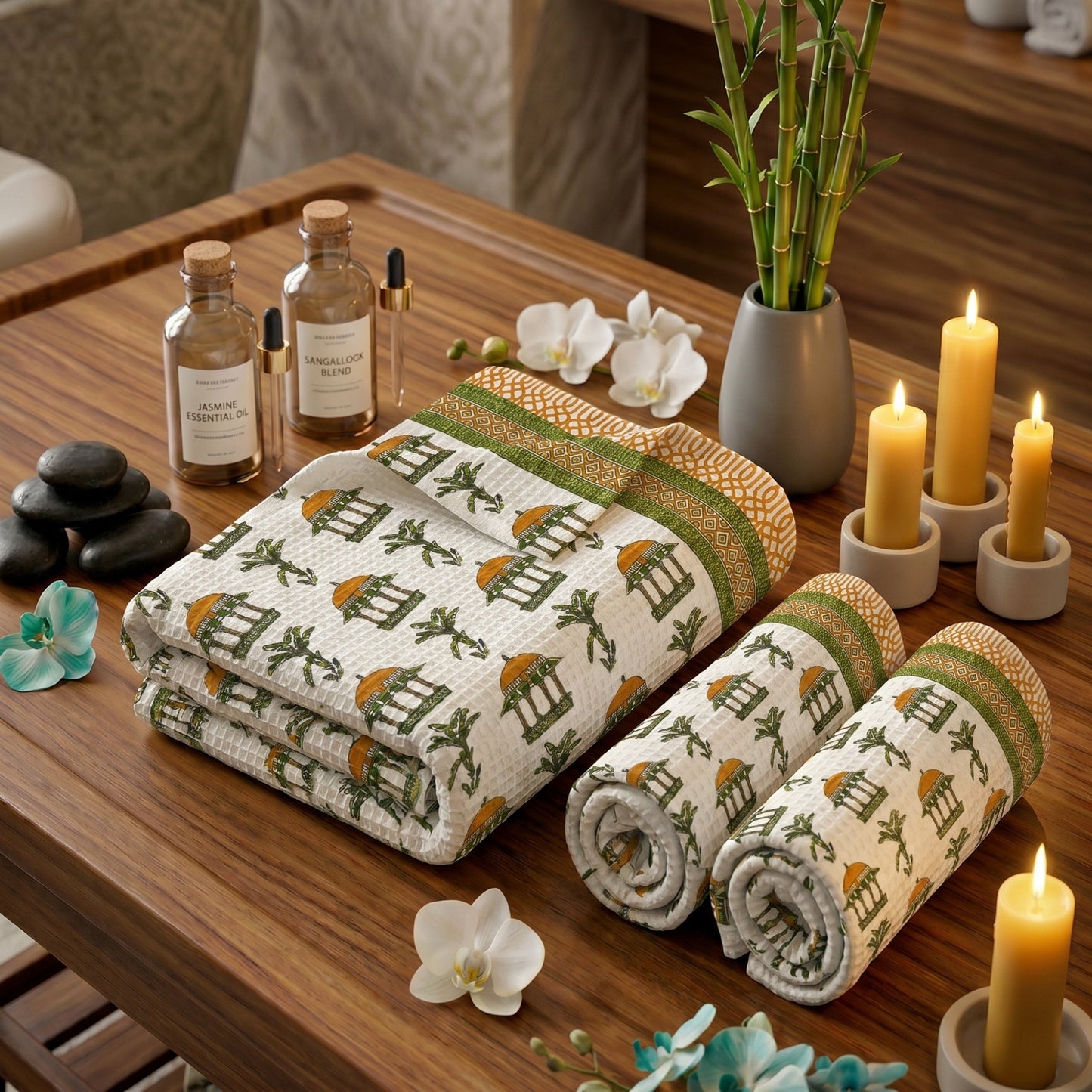 250 GSM Cotton Bath & Hand Towel Set | 1 Bath + 2 Hand Towels
