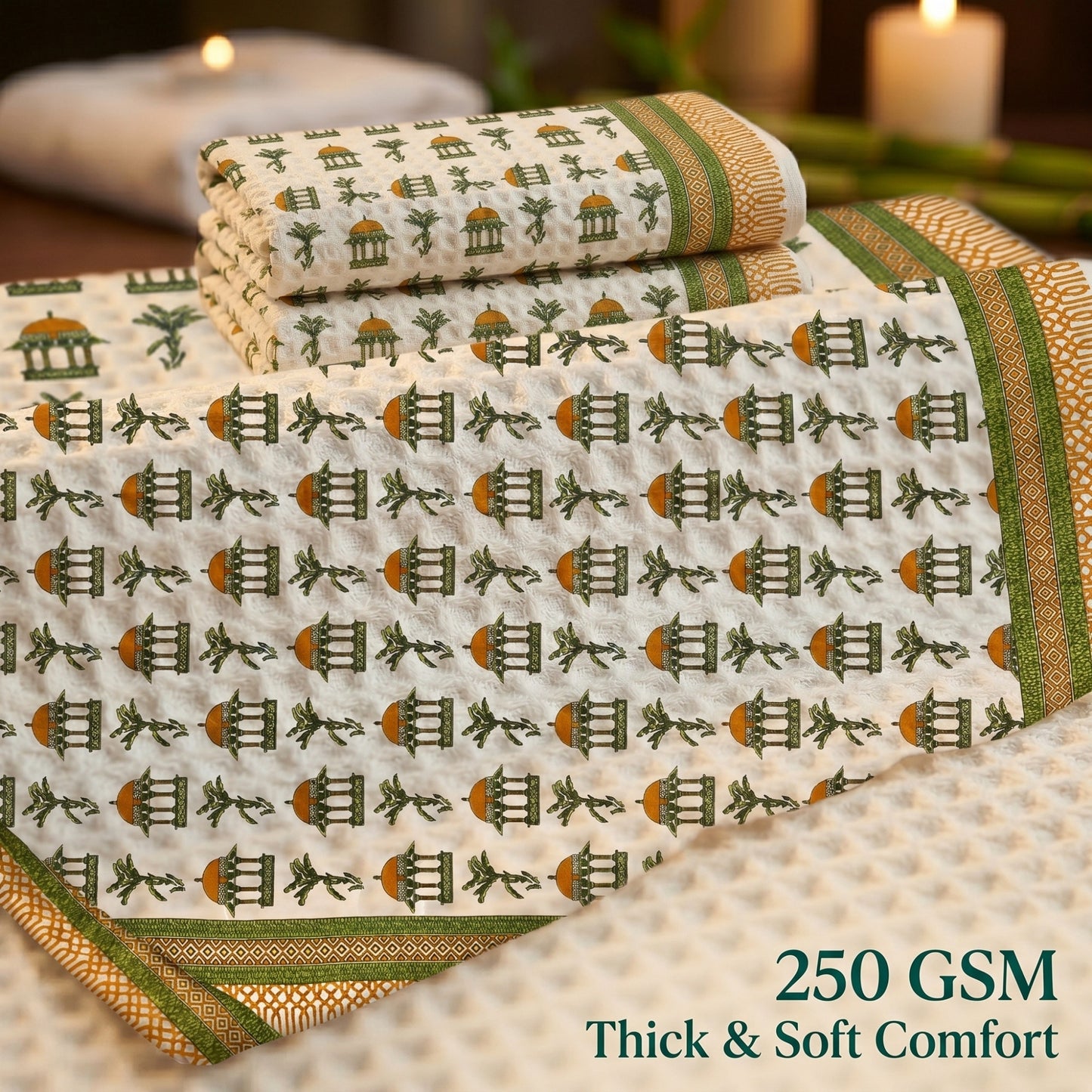 250 GSM Cotton Bath & Hand Towel Set | 1 Bath + 2 Hand Towels