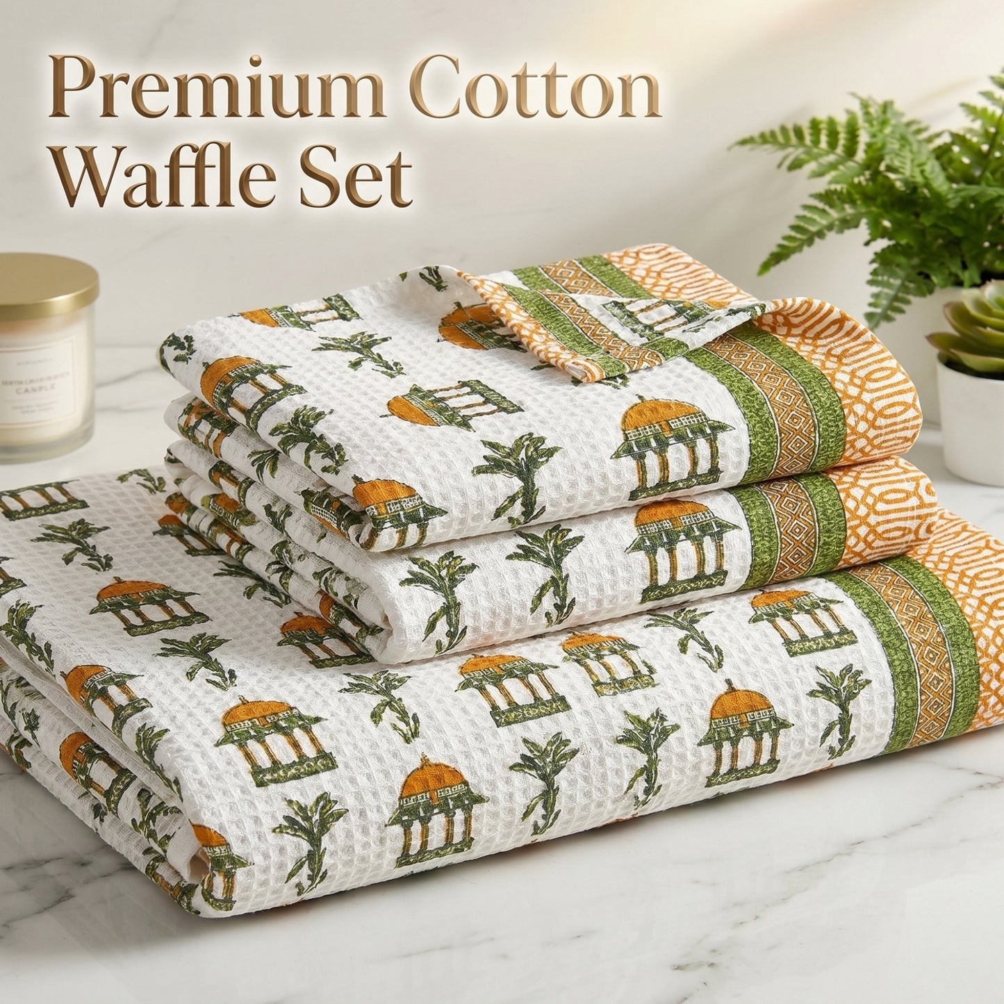 250 GSM Cotton Bath & Hand Towel Set | 1 Bath + 2 Hand Towels