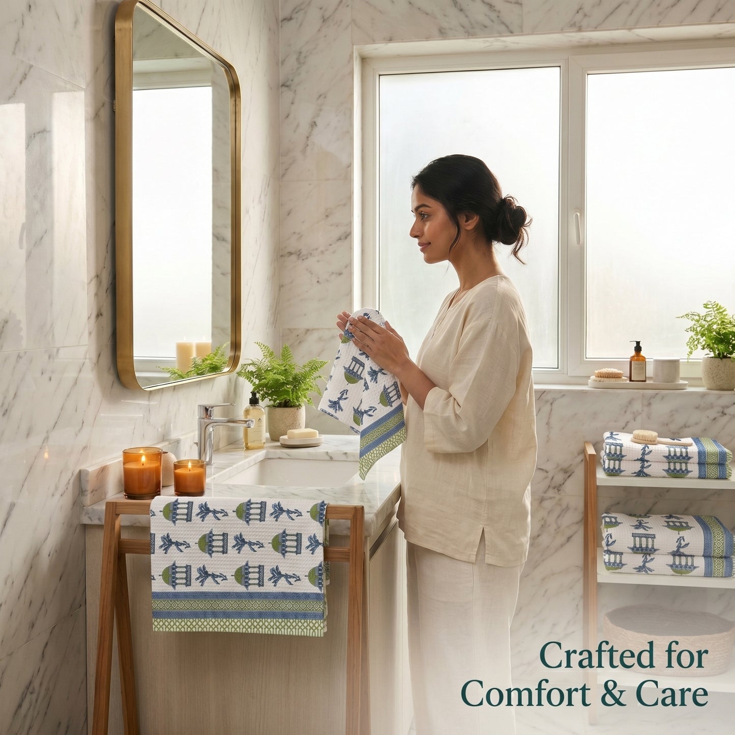 250 GSM Cotton Bath & Hand Towel Set | 1 Bath + 2 Hand Towels