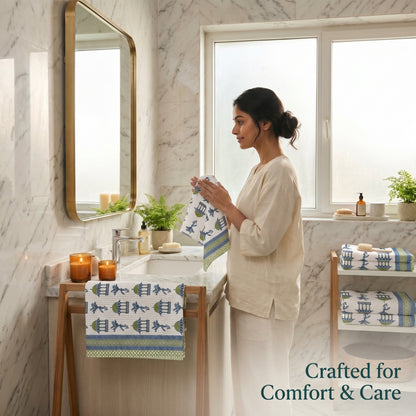 250 GSM Cotton Bath & Hand Towel Set | 1 Bath + 2 Hand Towels
