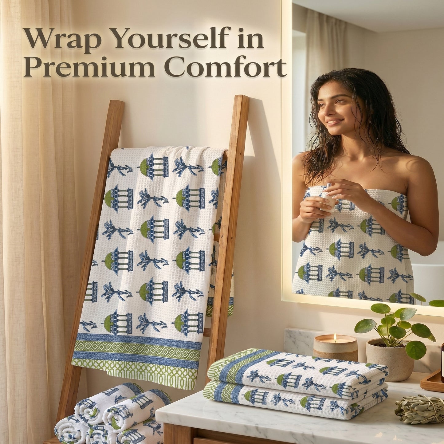 250 GSM Cotton Bath & Hand Towel Set | 1 Bath + 2 Hand Towels