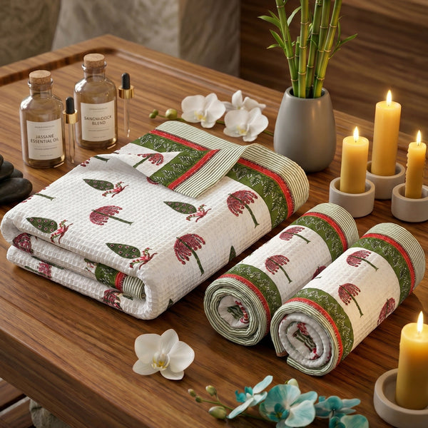 250 GSM Cotton Bath & Hand Towel Set | 1 Bath + 2 Hand Towels