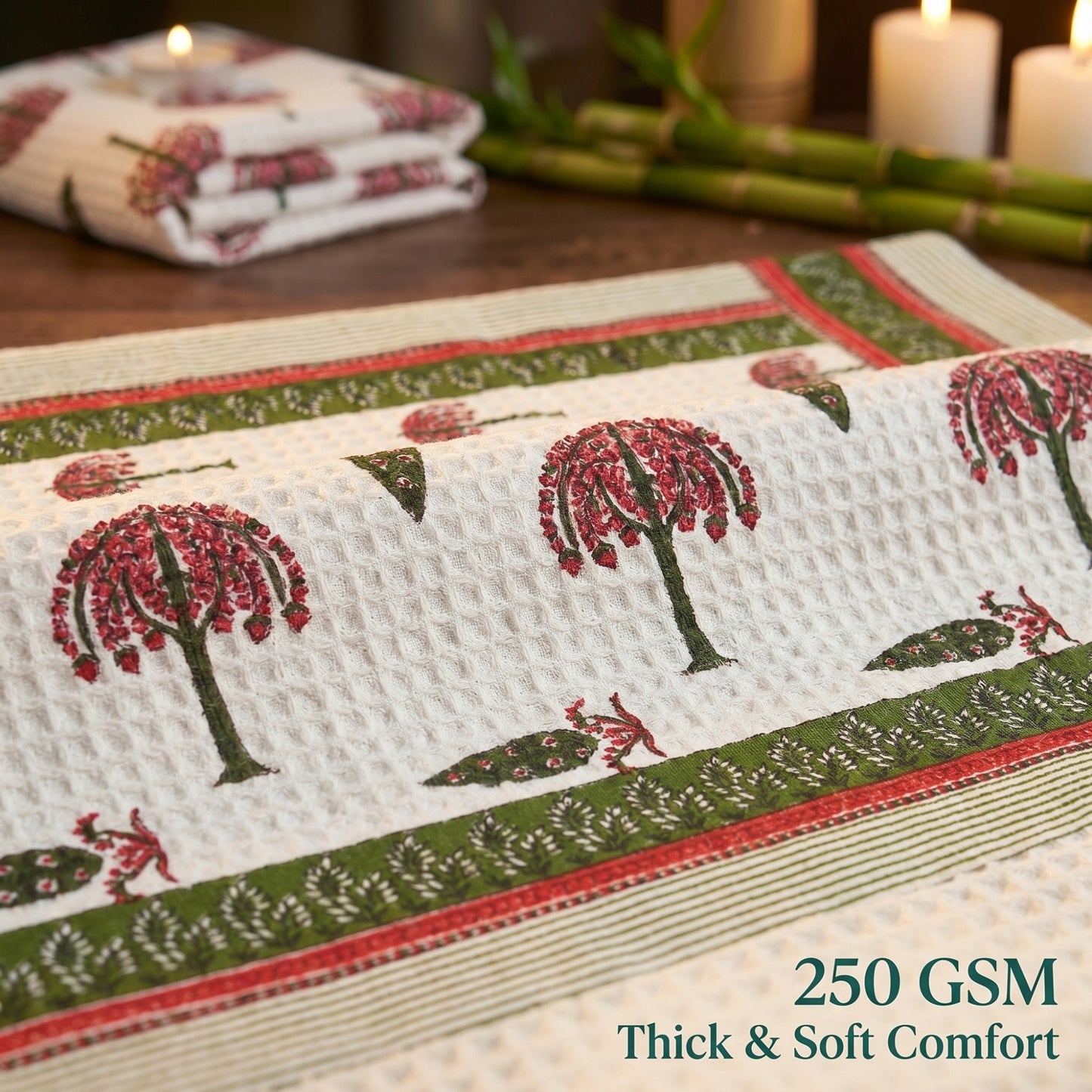 250 GSM Cotton Bath & Hand Towel Set | 1 Bath + 2 Hand Towels