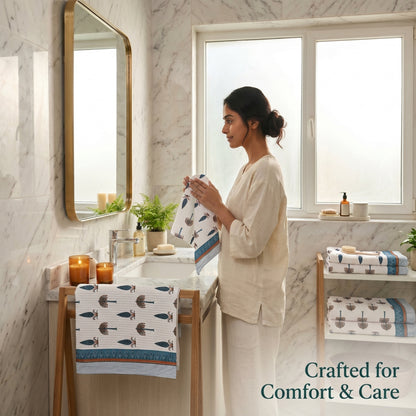 250 GSM Cotton Bath & Hand Towel Set | 1 Bath + 2 Hand Towels