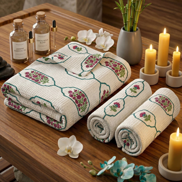 250 GSM Cotton Bath & Hand Towel Set | 1 Bath + 2 Hand Towels