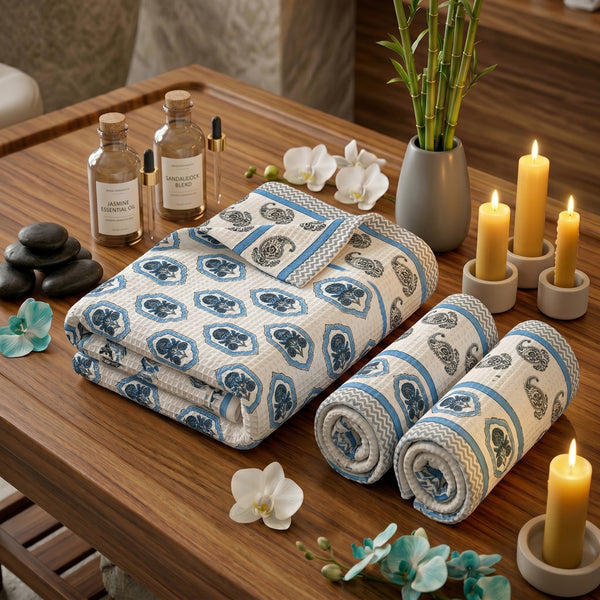 250 GSM Cotton Bath & Hand Towel Set | 1 Bath + 2 Hand Towels