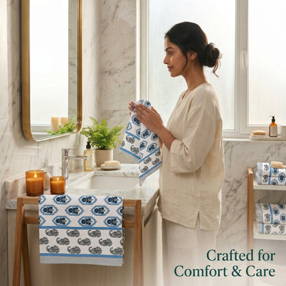250 GSM Cotton Bath & Hand Towel Set | 1 Bath + 2 Hand Towels