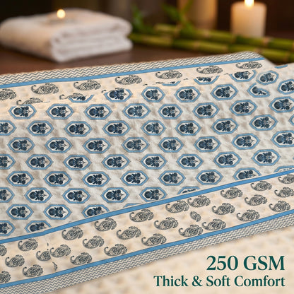 250 GSM Cotton Bath & Hand Towel Set | 1 Bath + 2 Hand Towels