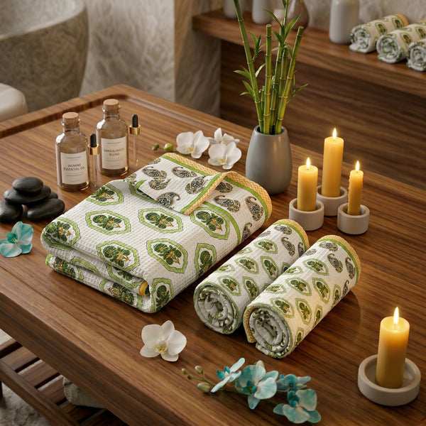 250 GSM Cotton Bath & Hand Towel Set | 1 Bath + 2 Hand Towels