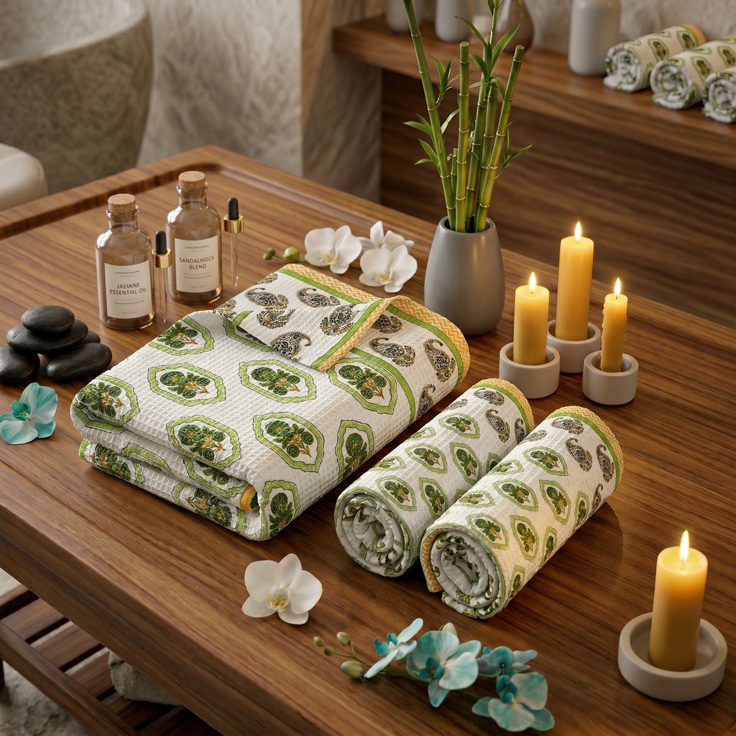 250 GSM Cotton Bath & Hand Towel Set | 1 Bath + 2 Hand Towels