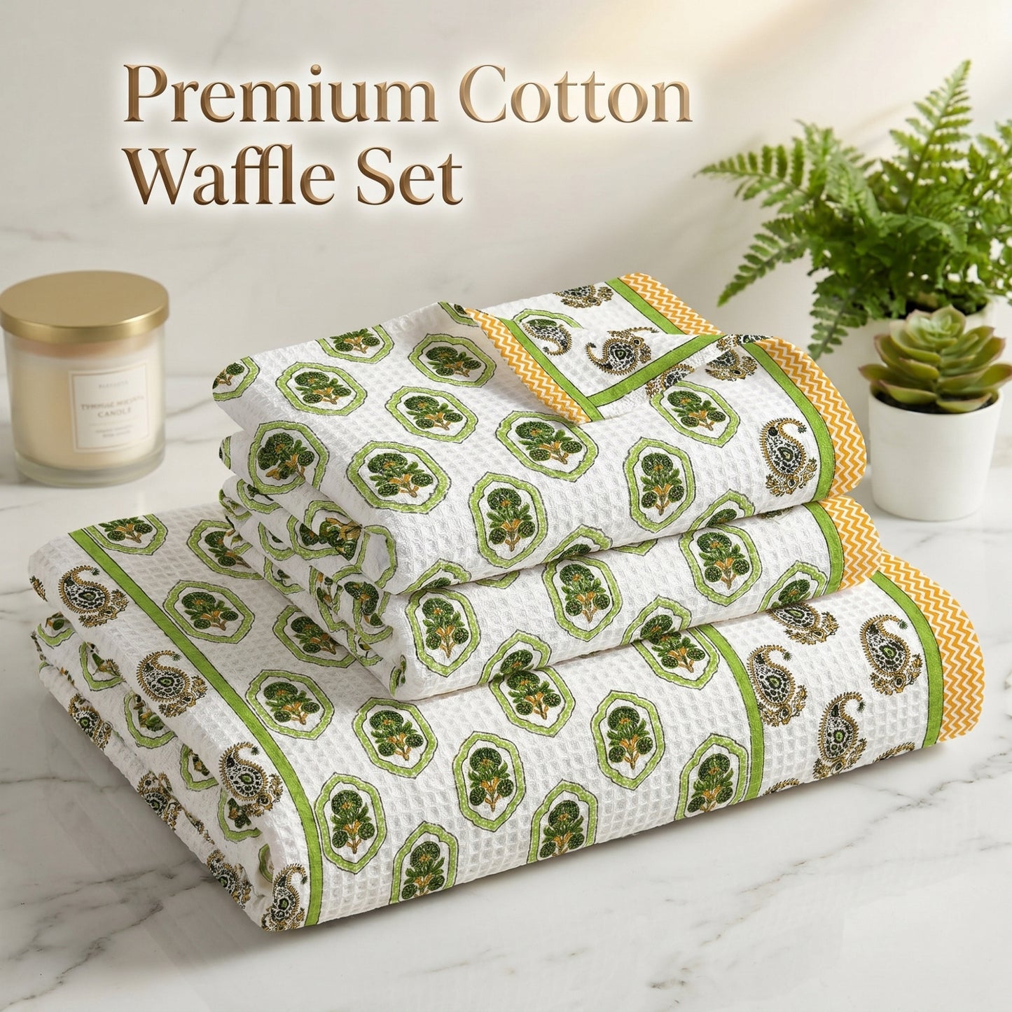 250 GSM Cotton Bath & Hand Towel Set | 1 Bath + 2 Hand Towels
