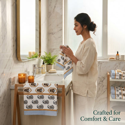250 GSM Cotton Bath & Hand Towel Set | 1 Bath + 2 Hand Towels