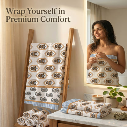 250 GSM Cotton Bath & Hand Towel Set | 1 Bath + 2 Hand Towels